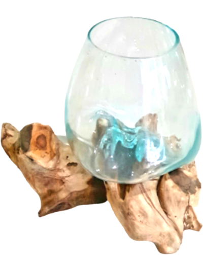 12cm Wurzelholz mit Glas